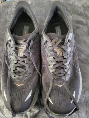 Hoka One One Black and Silver Men's Athletic Running Shoes